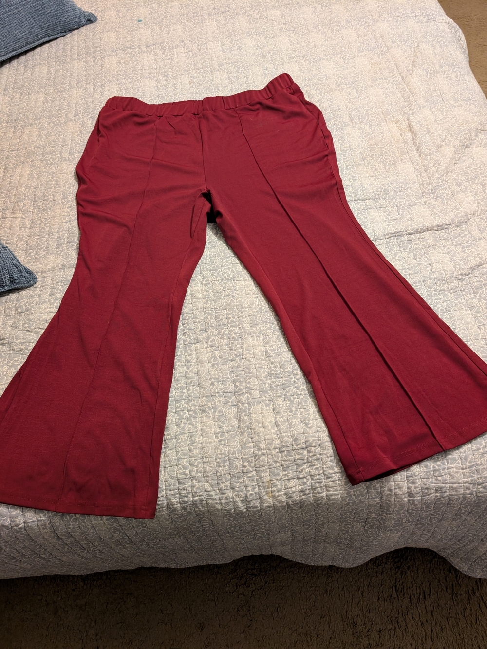 BloomChic Kids Flared Knit Pants - Burgundy